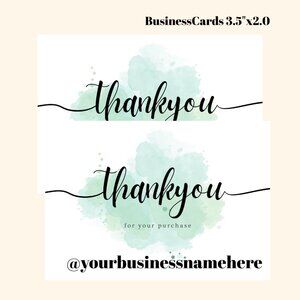 Qty 100 3.5"x2.0" Minimalist Watercolor Green Thank You Card